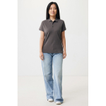 Women's casual-fit recycled cotton piqué polo, 220 g/m² matt silver colour second model view