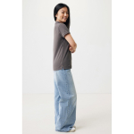 Women's casual-fit recycled cotton piqué polo, 220 g/m² matt silver colour third model view
