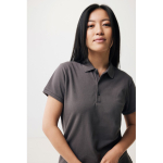 Women's casual-fit recycled cotton piqué polo, 220 g/m² matt silver colour fifth model view