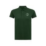 Women's casual-fit recycled cotton piqué polo, 220 g/m² forest green colour view with logo