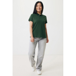 Women's casual-fit recycled cotton piqué polo, 220 g/m² forest green colour model view