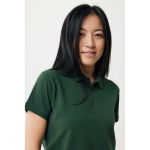 Women's casual-fit recycled cotton piqué polo, 220 g/m² forest green colour fifth model view