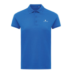 Women's casual-fit recycled cotton piqué polo, 220 g/m² royal blue colour view with logo
