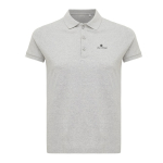Women's casual-fit recycled cotton piqué polo, 220 g/m² light grey colour view with logo