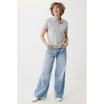 Women's casual-fit recycled cotton piqué polo, 220 g/m² light grey colour model view