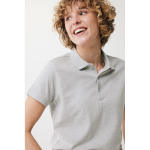 Women's casual-fit recycled cotton piqué polo, 220 g/m² light grey colour fifth model view