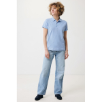 Women's casual-fit recycled cotton piqué polo, 220 g/m² cyan blue colour second model view