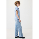 Women's casual-fit recycled cotton piqué polo, 220 g/m² cyan blue colour fourth model view