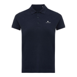 Women's casual-fit recycled cotton piqué polo, 220 g/m² navy-blue colour view with logo