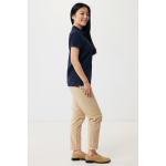 Women's casual-fit recycled cotton piqué polo, 220 g/m² navy-blue colour second model view