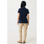 Women's casual-fit recycled cotton piqué polo, 220 g/m² navy-blue colour third model view