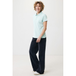 Women's casual-fit recycled cotton piqué polo, 220 g/m² mint green colour model view