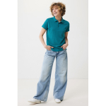Women's casual-fit recycled cotton piqué polo, 220 g/m² pastel green colour model view