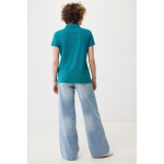 Women's casual-fit recycled cotton piqué polo, 220 g/m² pastel green colour second model view