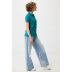 Women's casual-fit recycled cotton piqué polo, 220 g/m² pastel green colour third model view