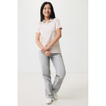 Women's casual-fit recycled cotton piqué polo, 220 g/m² light pink colour model view