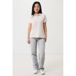 Women's casual-fit recycled cotton piqué polo, 220 g/m² light pink colour second model view