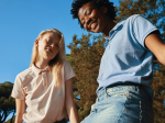 Women's casual-fit recycled cotton piqué polo, 220 g/m² light pink colour ambient view