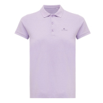 Women's casual-fit recycled cotton piqué polo, 220 g/m² lilac colour view with logo