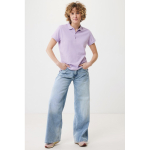 Women's casual-fit recycled cotton piqué polo, 220 g/m² lilac colour second model view