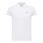 Women's casual-fit recycled cotton piqué polo, 220 g/m² off white colour view with logo