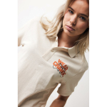 Women's casual-fit recycled cotton piqué polo, 220 g/m² off white colour second view with logo