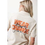 Women's casual-fit recycled cotton piqué polo, 220 g/m² off white colour