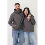 Branded unisex hoodie in recycled cotton, 280 g/m² matt silver colour