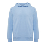 Branded unisex hoodie in recycled cotton, 280 g/m² cyan blue colour