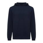 Branded unisex hoodie in recycled cotton, 280 g/m² navy-blue colour