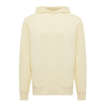 Branded unisex hoodie in recycled cotton, 280 g/m² light yellow colour
