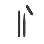 Set of recycled aluminium pens with rubber finish black colour