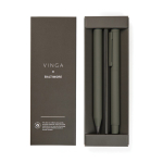 Set of recycled aluminium pens with rubber finish green colour