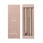 Set of recycled aluminium pens with rubber finish ivory colour