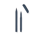 Set of recycled aluminium pens with rubber finish navy-blue colour