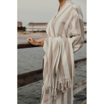 Recycled cotton hammam-style robe, adjustable fit, L/XL, 200 g/m² beige colour