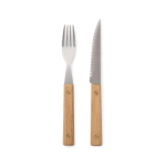 8-piece stainless steel, promotional barbecue utensil set brown colour