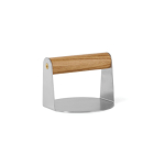 Stainless steel burger press with wooden handle brown colour
