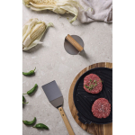 Stainless steel burger press with wooden handle brown colour
