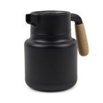 Recycled stainless steel thermal jug with anti-drip lid, 1.2 L black colour
