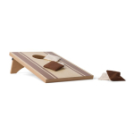 Wooden cornhole game with bags, ideal for outdoor use brown colour