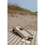 Wooden cornhole game with bags, ideal for outdoor use brown colour