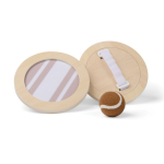 Wooden paddle and ball game with velcro, includes carry bag brown colour
