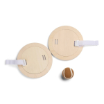 Wooden paddle and ball game with velcro, includes carry bag brown colour