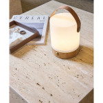 Eco portable torch with two light modes and wooden base brown colour