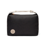 Recycled polyester toiletry bag with inner pocket and handle black colour