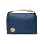 Recycled polyester toiletry bag with inner pocket and handle blue colour