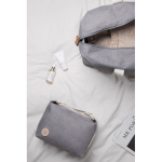 Recycled polyester toiletry bag with inner pocket and handle grey colour