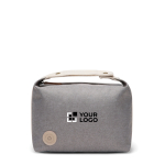 Recycled polyester toiletry bag with inner pocket and handle grey colour