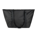 Recycled polyester weekend bag with trolley sleeve black colour